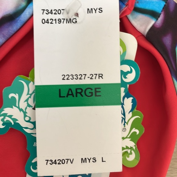 Becca by Rebecca Virtue Reversible Bikini Bottom Red/Multi Color NWT Size Large - Picture 8 of 8